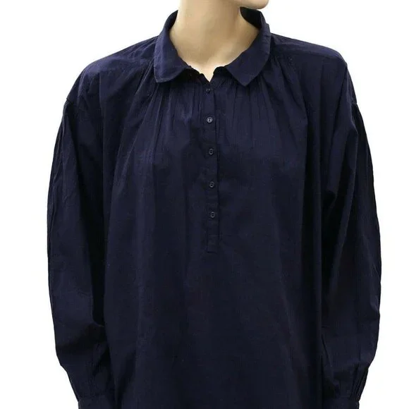 Nili Lotan Miles Tunic Shirt Blouse Top Cotton Oversized Collared XS NEW